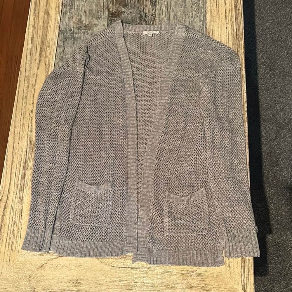 Mudd Gray Cardigan Relaxed Knit Top